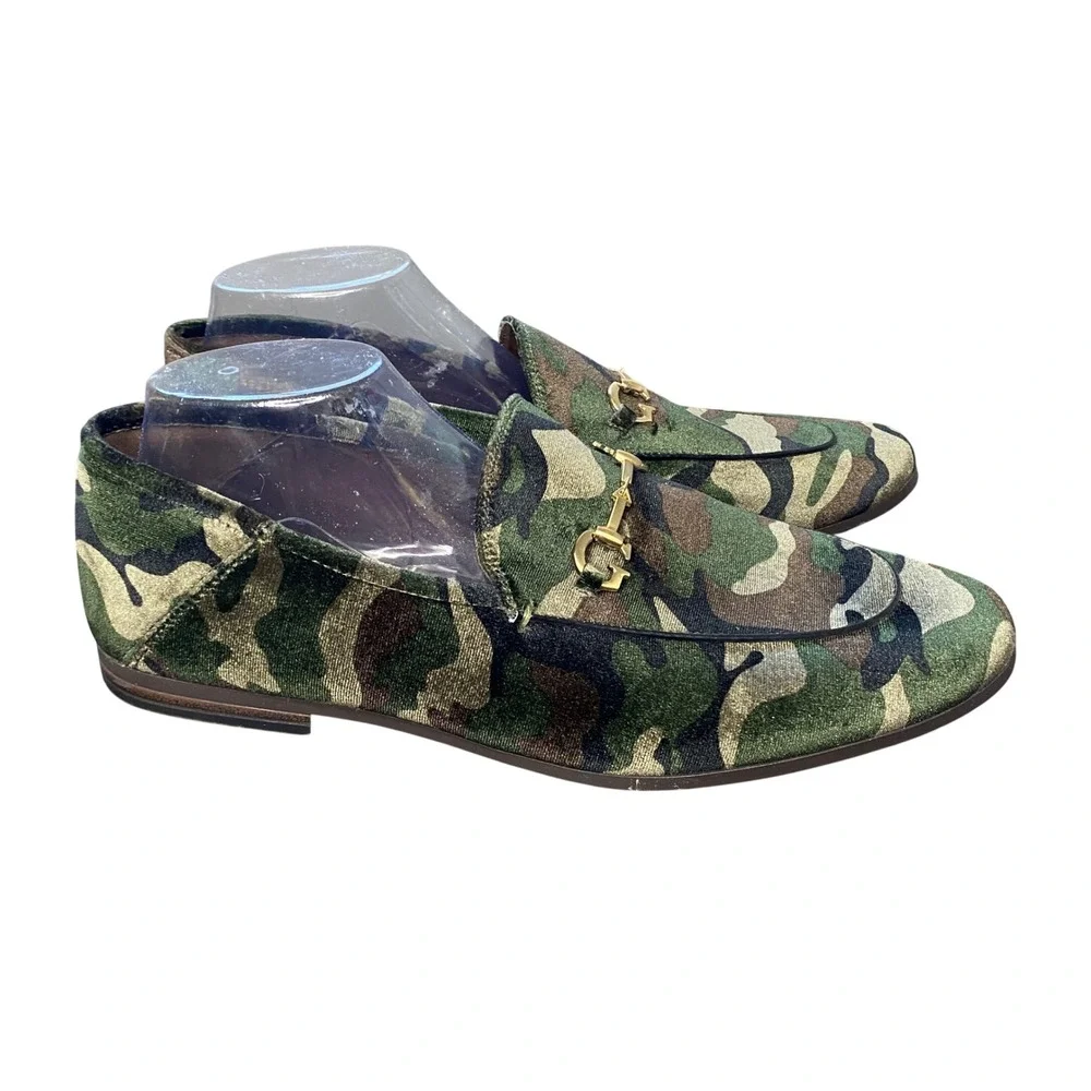 Guess Mens Camouflage Velvet Horsebit Loafer Green Brown Camo‎ Slip On Shoe 10